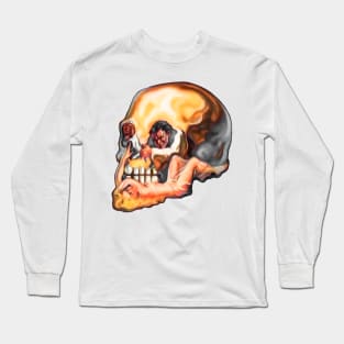 Skull Mad Scientist Doctor Horror Comic Retro Vintage Long Sleeve T-Shirt